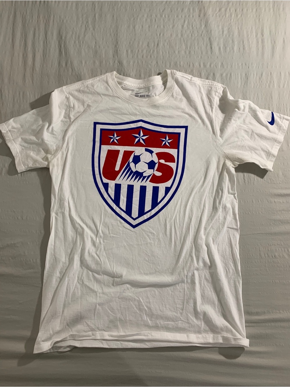 US Soccer Nike White T‑Shirt with Team Logo Print